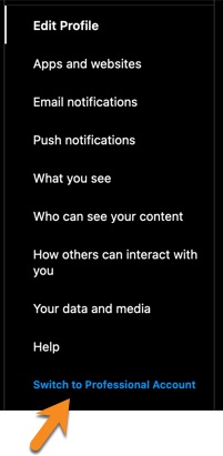Switch to a professional Instagram account