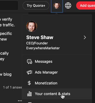 Monitor your stats on Quora