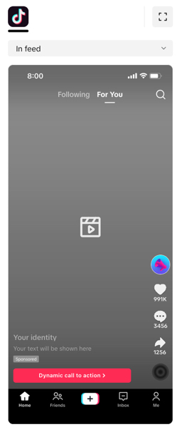 The ad preview facility on TikTok