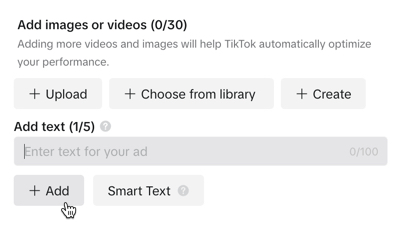 Add images or videos to the generated TikTok ads