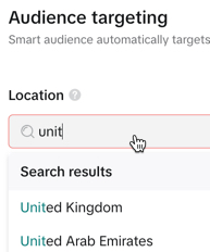 Set the location of the audience you want to target