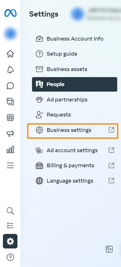 Business account setting in Meta ads