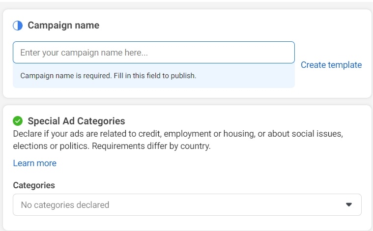 Configure the campaign details for your Facebook ad