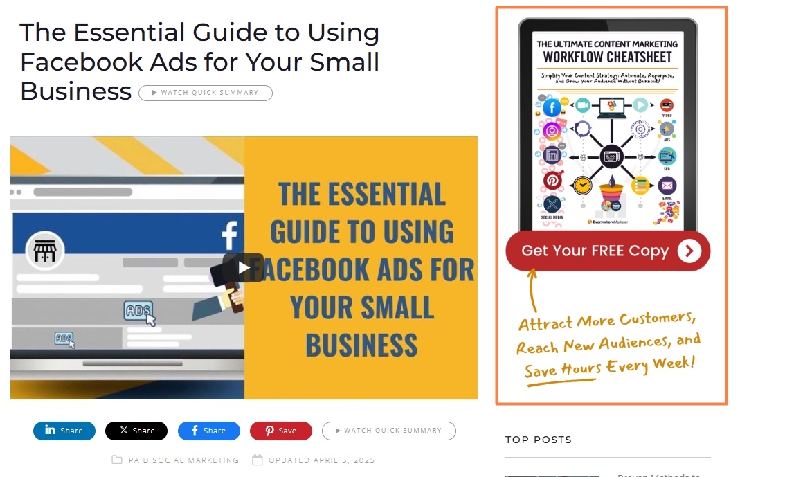 Freebie guide attached on blogs for visibility