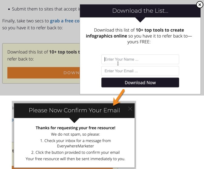 An example of using double opt-in to help improve email deliverability