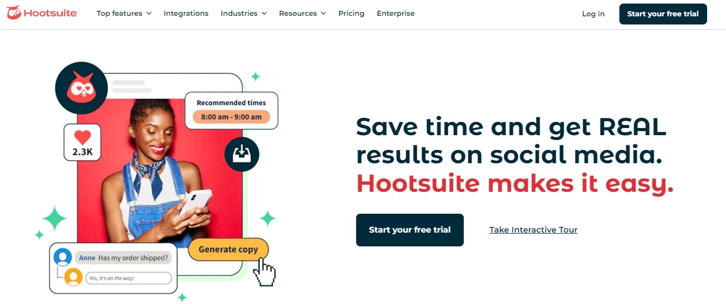 Hootsuite analytics tool for social media management