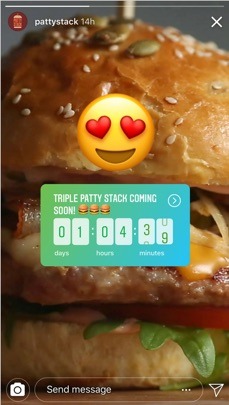 An example of a countdown sticker used on Instagram