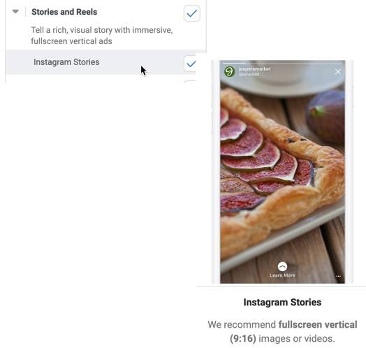 Show an Instagram Story ad from within the Meta Ads Manager