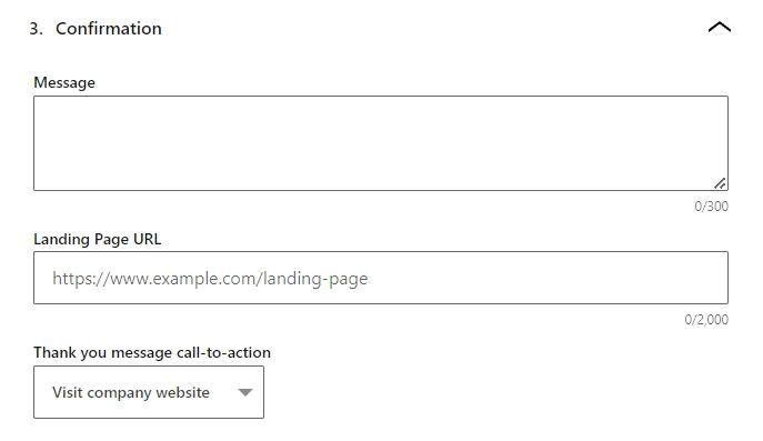 Creating a confirmation message as one of the steps for filling a lead generation form
