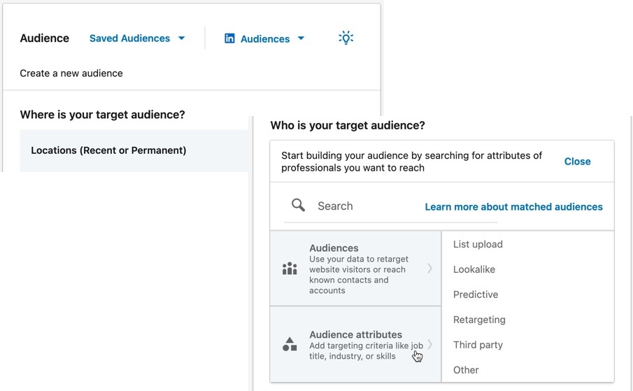 LinkedIn specified targeting option