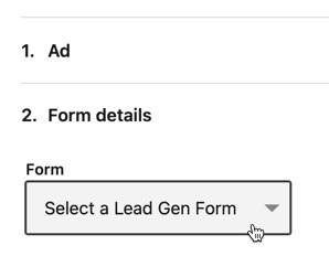 Select lead gen form for your LinkedIn campaign