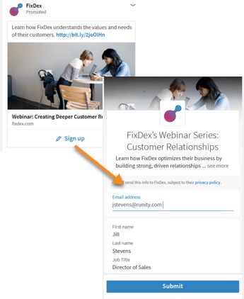 An example of LinkedIn’s Lead Gen Forms