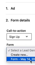 Attach the lead gen form to your ad in LinkedIn