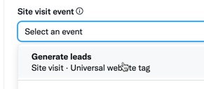 Select the generate leads event for your new campaign