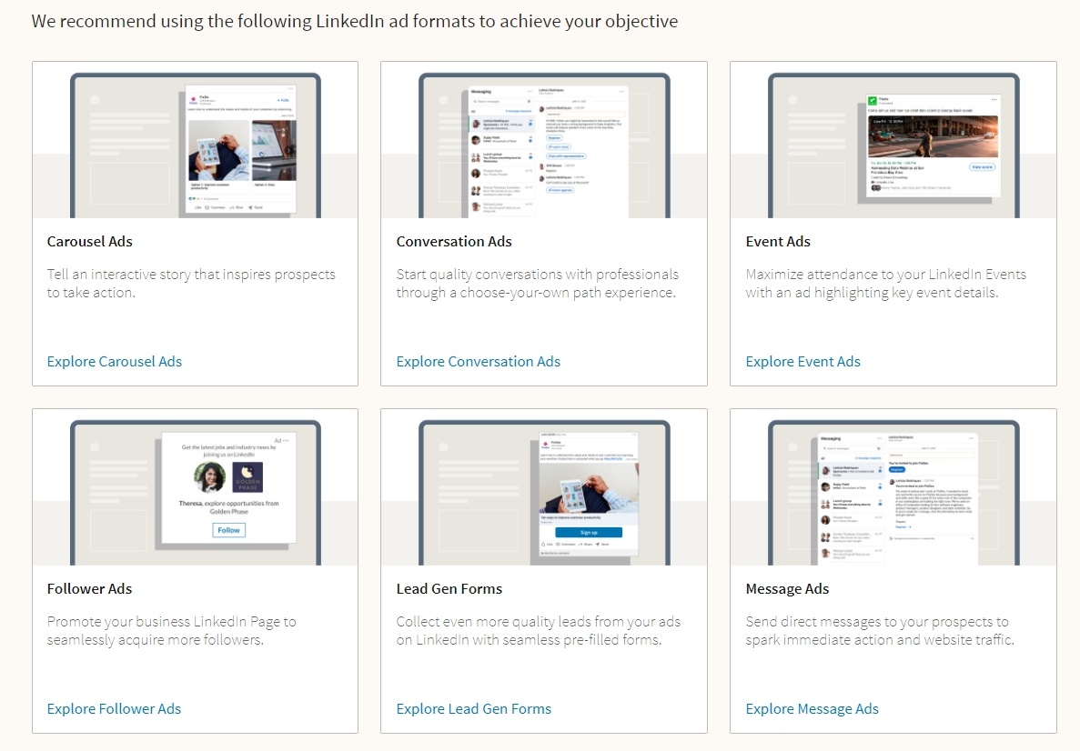 LinkedIn ad targeting ad types