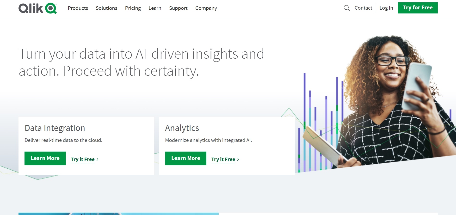 Qlik enables you to use engine analytics tool with AI for your LinkedIn business