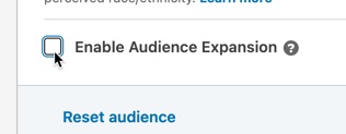 Turn off the Enable Audience Expansion feature