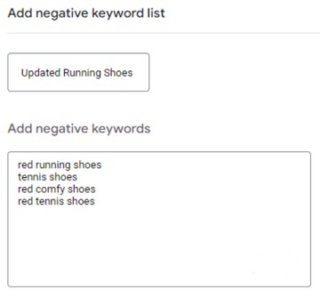 Add a negative keyword list