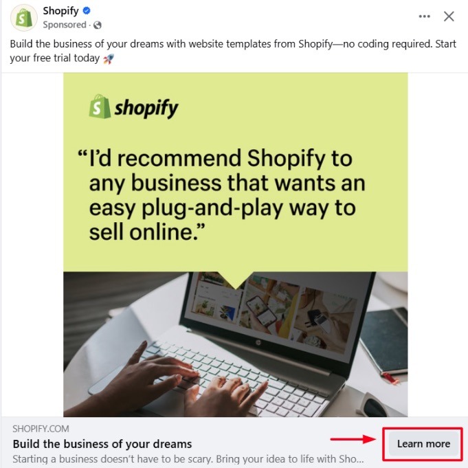 Example of ad creative from Shopify