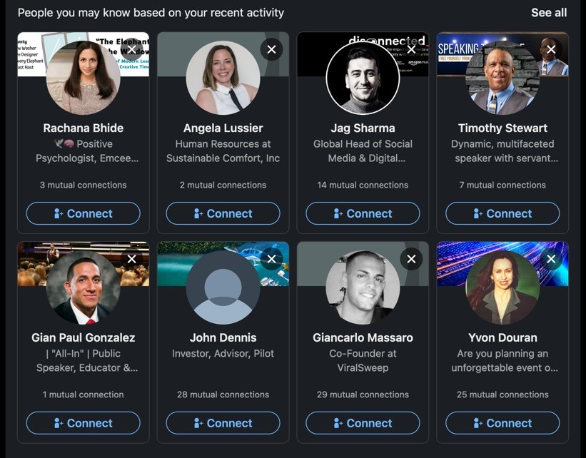 Growing your network using the people you may know section