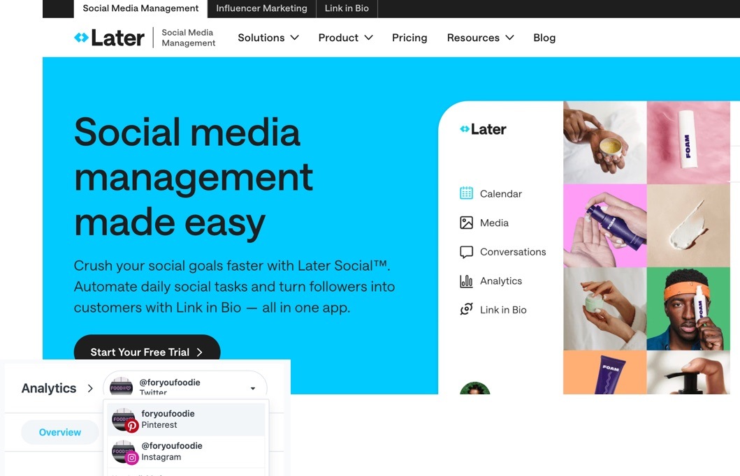 Later is a social media management tool that also includes Pinterest analytics
