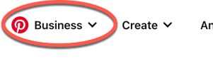 With a business account, you’ll see ‘Business’ at the top of Pinterest