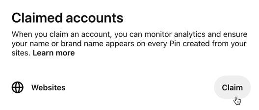 Claim your website on Pinterest for B2B marketing