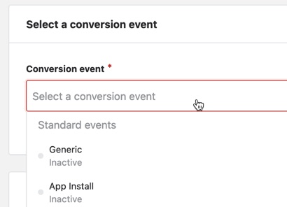 Select a conversion event so you can track conversions for your Quora ad