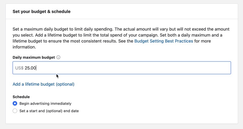 Set the budget and schedule of your Quora Advertising campaign