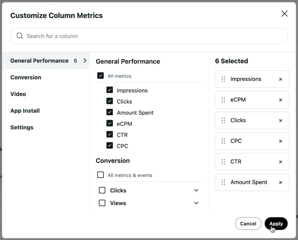 Customize the metrics you see in Reddit’s Ads Dashboard