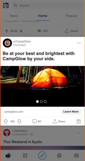 Example of a carousel ad on Reddit