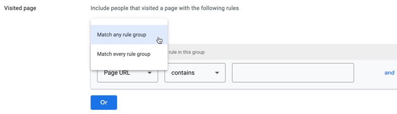 Select a rule type and fill in the matching rules