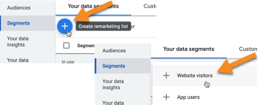 Add a new segment, selecting the Website visitors option