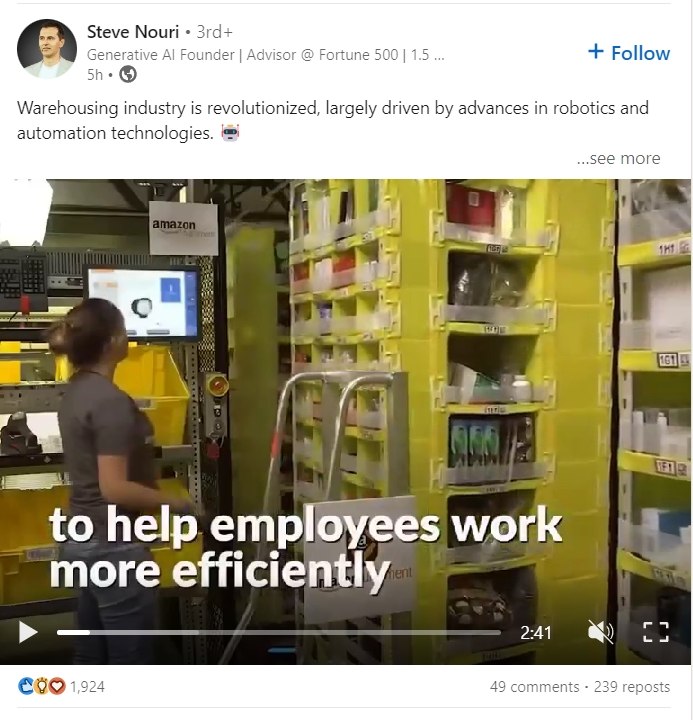 An example of repurposing video content onto LinkedIn
