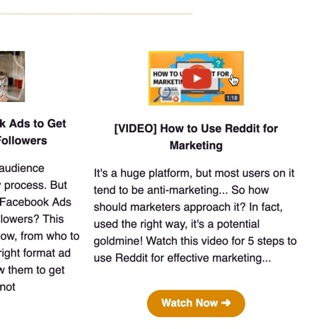 Example of a video repurposed into an email newsletter