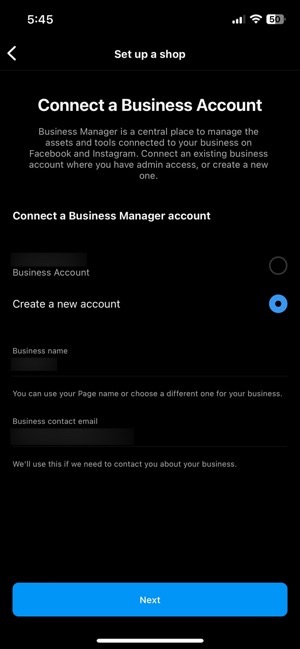 Connecting your business account for setting up an Instagram shop
