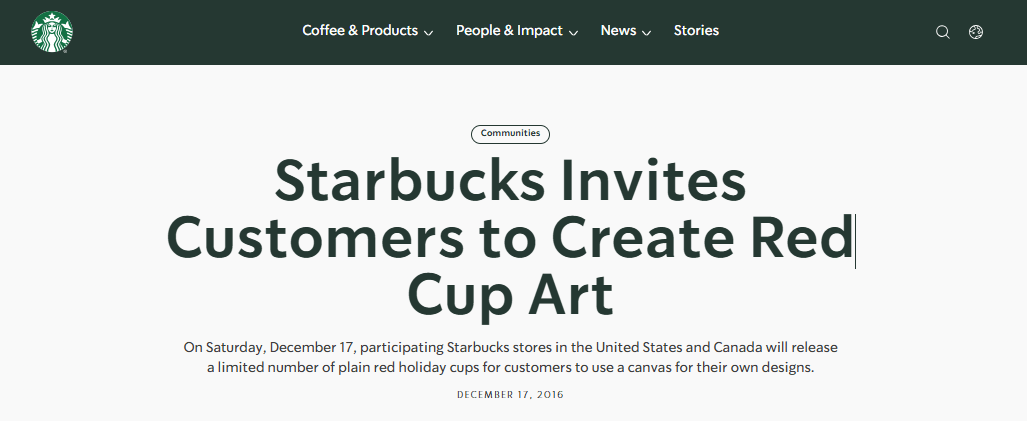 Starbucks red cup challenge for content creation