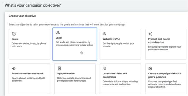 Choose the Leads campaign objective