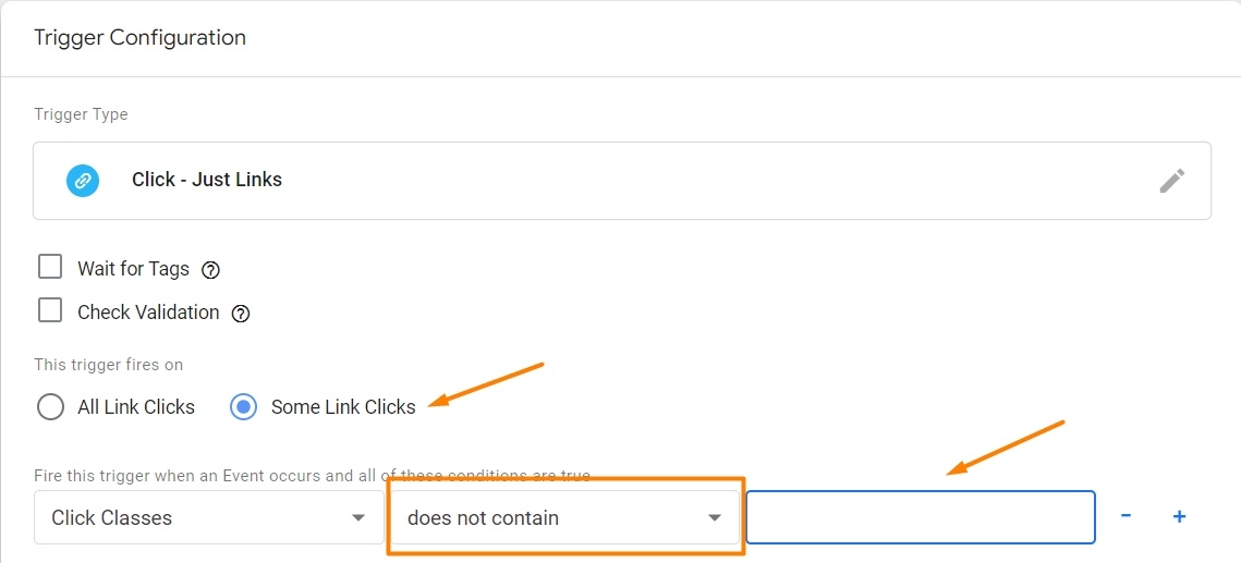 Configuration for triggers on Outbound links