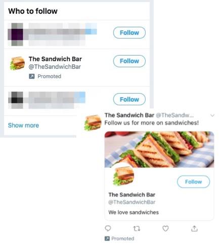 Ads running in a Twitter follower ad campaign looked like these examples, with users able to just click the Follow button