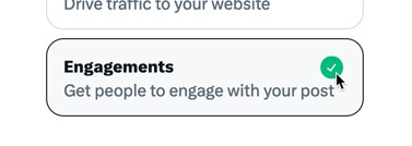 Select the Engagements objective to grow engagement with your post, which can include profile visits and follower growth