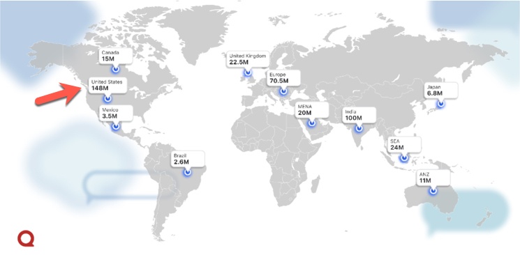 Audience geography of Quora users