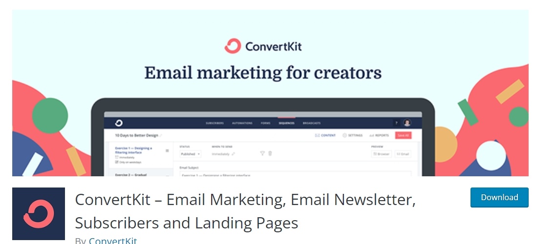 ConvertKit’s WordPress email marketing plugin integrates with their marketing platform