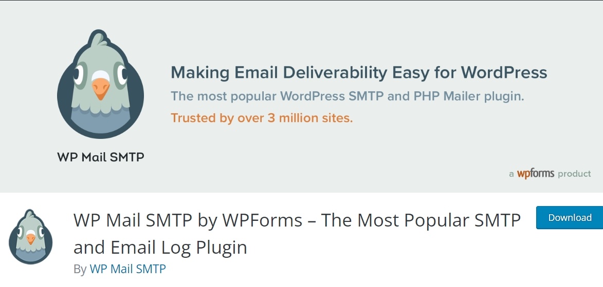 WP Mail SMTP lets you send email from a third-party SMTP provider