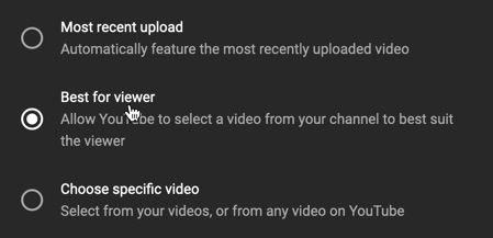 The options available when selecting to show the video element on your end screen